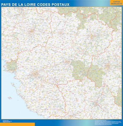 wandkaarten Pays de la Loire zip codes