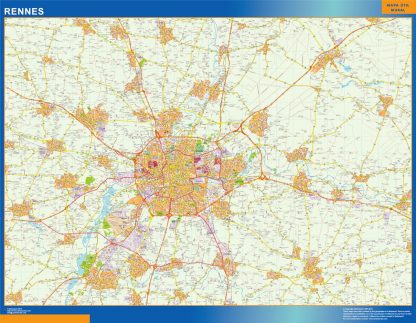 wandkaarten Rennes Frankrijk