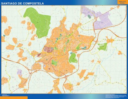 wandkaarten Santiago De Compostela Spanje