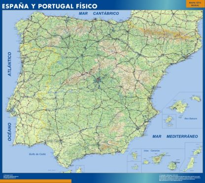 wandkaarten Spanje Fisico