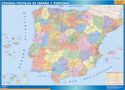 wandkaarten Spanje postal codes