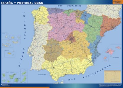 wandkaarten Spanje regions