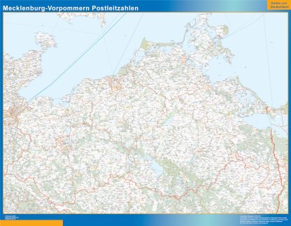 Mecklenburg-Vorpommern zip codes wandkaarten