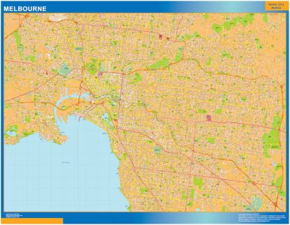 Melbourne gelamineerd wandkaarten
