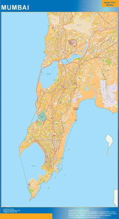 Mumbai gelamineerd wandkaarten