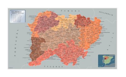 Gemeenten Salamanca wandkaarten Spanje
