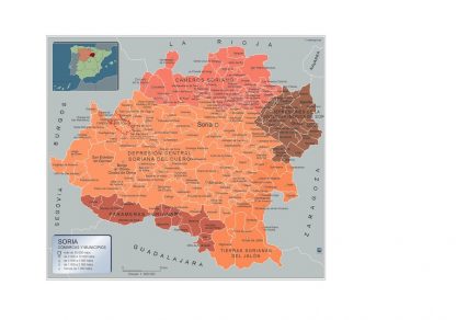 Gemeenten Soria wandkaarten Spanje