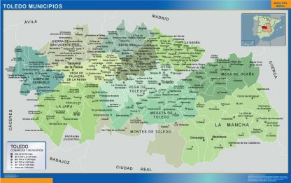Gemeenten Toledo wandkaarten Spanje