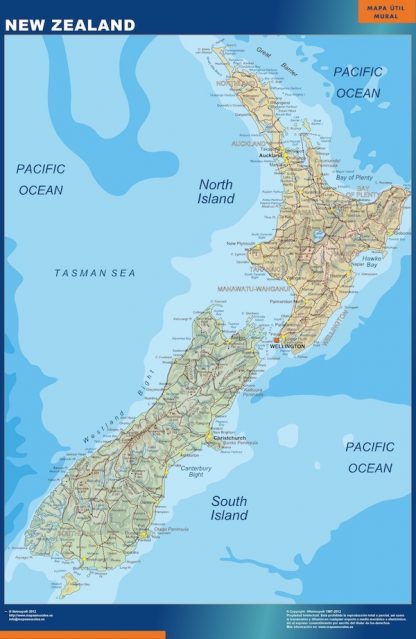 New Zealand wandkaarten