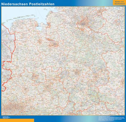 Niedersachsen zip codes wandkaarten