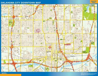 Oklahoma City downtown wandkaarten