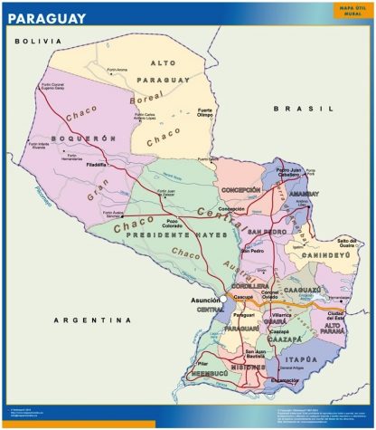 Paraguay wandkaarten