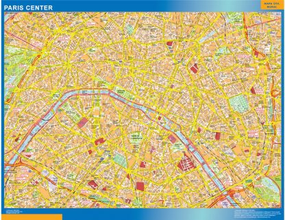 Paris downtown wandkaarten