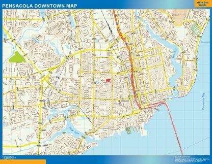 Pensacola downtown wandkaarten