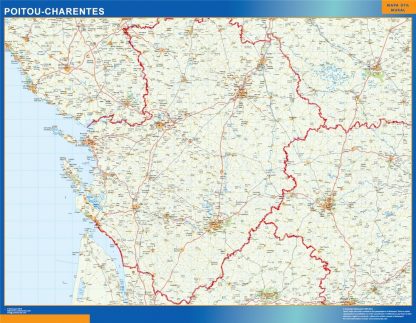 Poitou Charentes gelamineerd wandkaarten