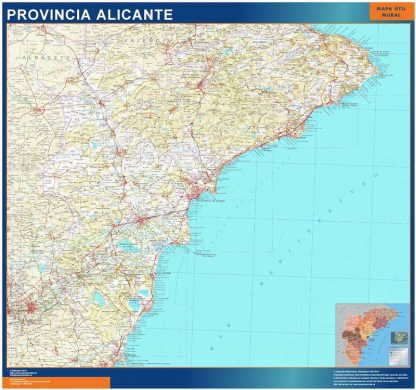 Provincie Alicante wandkaarten Spanje