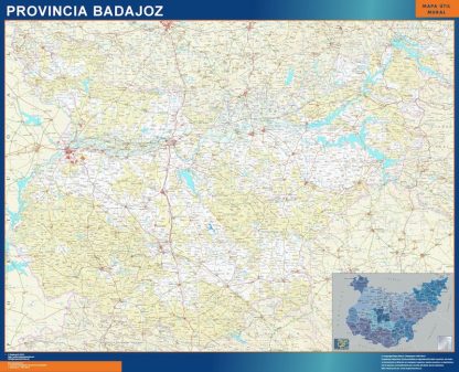Provincie Badajoz wandkaarten Spanje