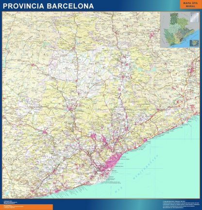 Provincie Barcelona wandkaarten Spanje