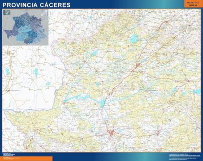 Provincie Caceres wandkaarten Spanje