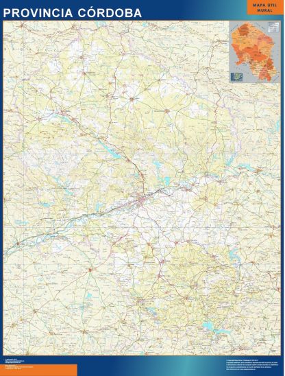 Provincie Cordoba wandkaarten Spanje