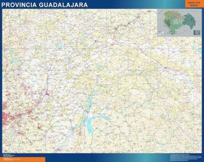 Provincie Guadalajara wandkaarten Spanje