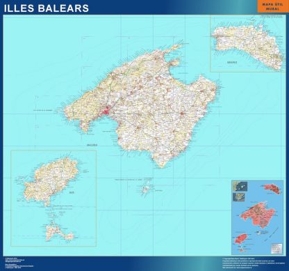 Provincie Islas Baleares wandkaarten Spanje