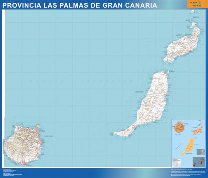 Provincie Las Palmas Gran Canaria wandkaarten Spanje