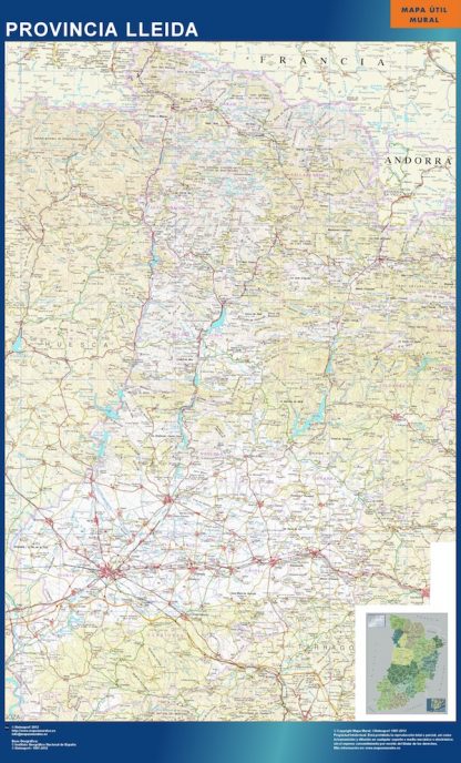 Provincie Lleida wandkaarten Spanje
