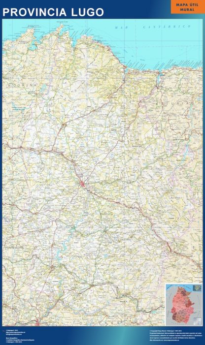 Provincie Lugo wandkaarten Spanje
