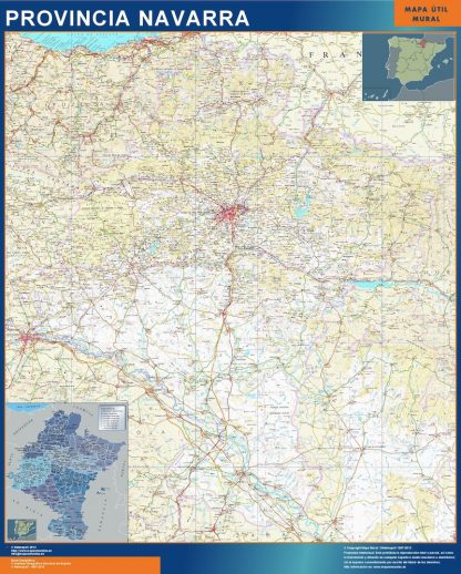 Provincie Navarra wandkaarten Spanje