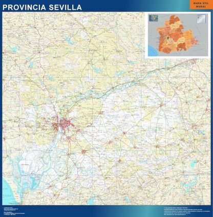 Provincie Sevilla wandkaarten Spanje