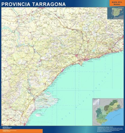 Provincie Tarragona wandkaarten Spanje