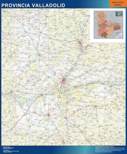 Provincie Valladolid wandkaarten Spanje