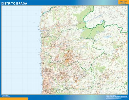 Regio Braga wandkaarten Portugal