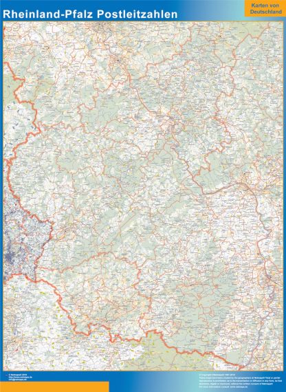 Rheinland-Pfalz zip codes wandkaarten