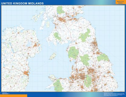 weg wandkaarten Verenigd Koninkrijk Midlands