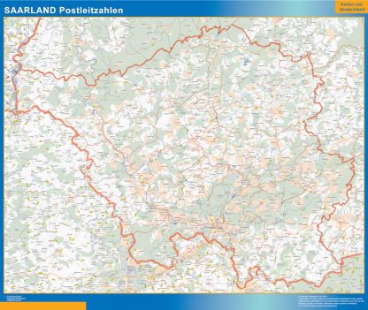 Saarland zip codes wandkaarten