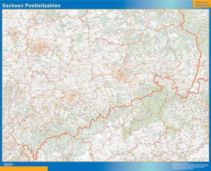 Sachsen zip codes wandkaarten