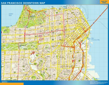 San Francisco downtown wandkaarten