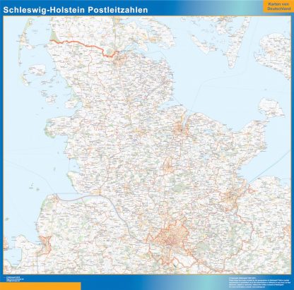 Schleswig-Holstein zip codes wandkaarten