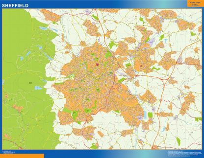 Sheffield gelamineerd wandkaarten