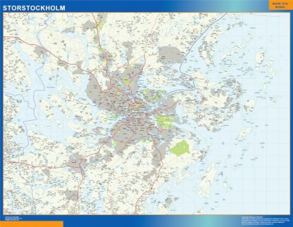 Storstockholm wandkaarten in Sweden