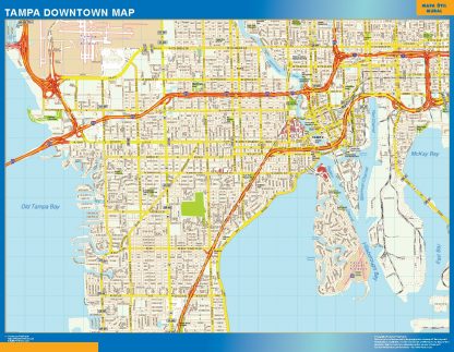 Tampa downtown wandkaarten