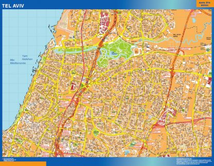 Tel Aviv gelamineerd wandkaarten