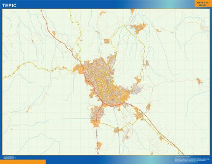 Tepic wandkaarten Mexico