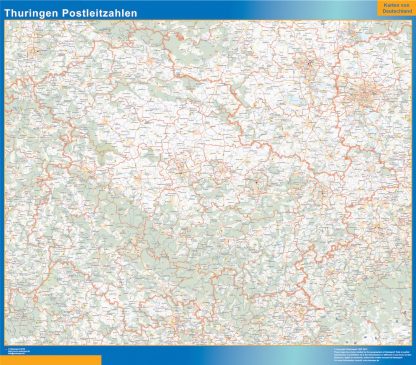 Thuringen zip codes wandkaarten