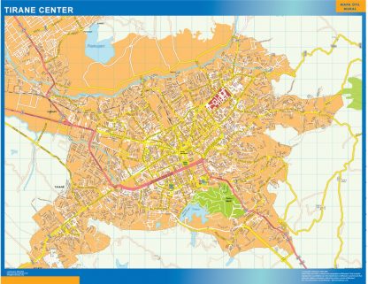 Tirane downtown wandkaarten