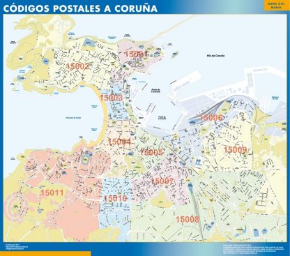 Zip codes A Coruna wandkaarten