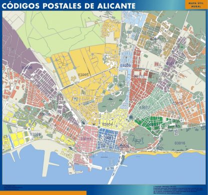 Zip codes Alicante wandkaarten