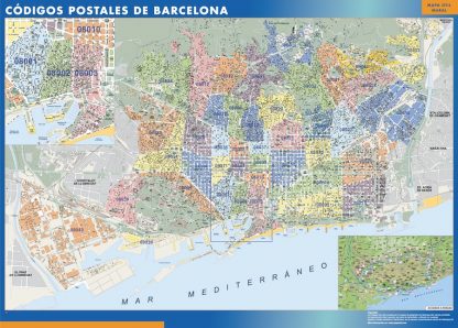 Zip codes Barcelona wandkaarten